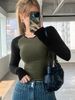 Slim Color Block T-Shirt, Casual Crew Neck Long Sleeve T-Shirt For Spring & Summer, Women's Clothing_ecoleips.com