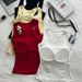 2025 Summer New American Style Letter Print Sleeveless For Women, Slim Fit Racerback Tank Top With Chest Pads_ecoleips.com