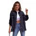 Women's Distressed Denim Jacket Oversized Long Sleeve Casual Shirt Coat In Solid Colors_ecoleips.com