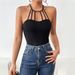 Voya Women's Fashion Street Style Hanging Neck T-shirt 2026 Spring/summer New Style Sexy Backless Slimming Short Top_ecoleips.com