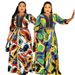 Women's Clothing Plus Size Clothes"Elegant Print Dress With Rhinestone & Beaded Details - Flowy Full Skirt For Women, Tribal & Boho Style, Summer_ecoleips.com