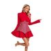 Verve 2025 Women's New Solid Color Long Sleeve Round Neck Patchwork Rhinestone A-line Dress Fashion Party Gown_ecoleips.com