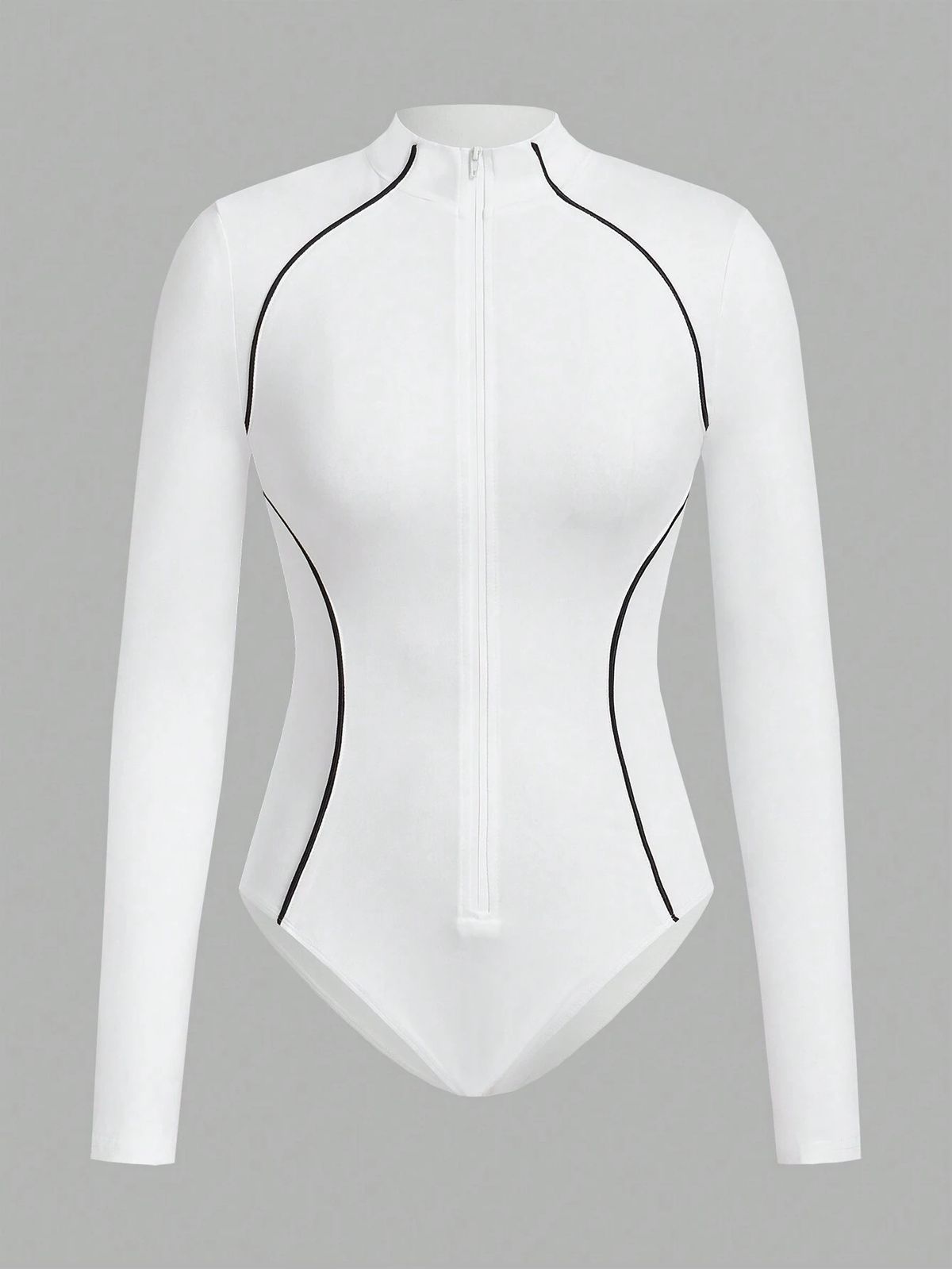Women's Long Sleeve Jumpsuit Fall Fashion Zip-Up Slim Fit Bodycon Catwalk Style One-Piece Outfit_ecoleips.com