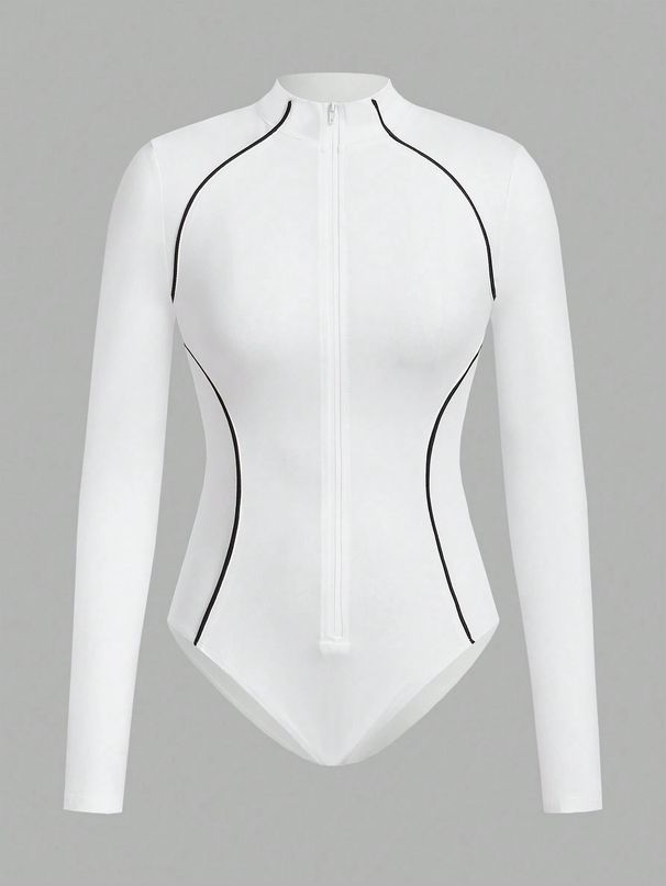 Women's Long Sleeve Jumpsuit Fall Fashion Zip-Up Slim Fit Bodycon Catwalk Style One-Piece Outfit_ecoleips.com