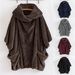 Women's Oversized Batwing Sleeve Coat – Fleece Lined Button Down Collar With Pockets, Streetwear Fashion Outerwear For Fall Winter_ecoleips.com