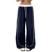 Women's Black Sports Pants Spring Summer Fashion Loose Casual Sweatpants Wide Leg Drape Style American Trend_ecoleips.com
