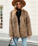 Women's Clothing Fashion Casual Short V Neck Ladies Faux Fur Artificial Fur Coat Tops_ecoleips.com