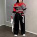 Streetwear Hip-Hop Jogger Set – Geometric Print Long Sleeve Top & Pants (Trendy & Comfortable For Casual & Gym)_ecoleips.com