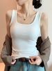 K New Women's Wide Shoulder Vest, U-Neck Underwear Top, Sleeveless Chiffon Vest_ecoleips.com