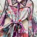 Elegant French-Inspired Embellished Beaded Collar Long Sleeve Printed Wrap Dress With Belt & Button Closure_ecoleips.com