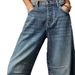 Small Niche Hanging Jeans For Women's Summer New Style, Loose Straight Leg Washed Wide Leg Pants For Children_ecoleips.com