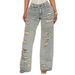 Vintage Washed Distressed Jeans For Women - Oversized High Street Baggy Pants With Heavyweight Denim & Grunge Style_ecoleips.com