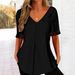 2026 European And American Cross-border Foreign Trade New Spring-summer Solid Color V-neck Loose Short-sleeve_ecoleips.com