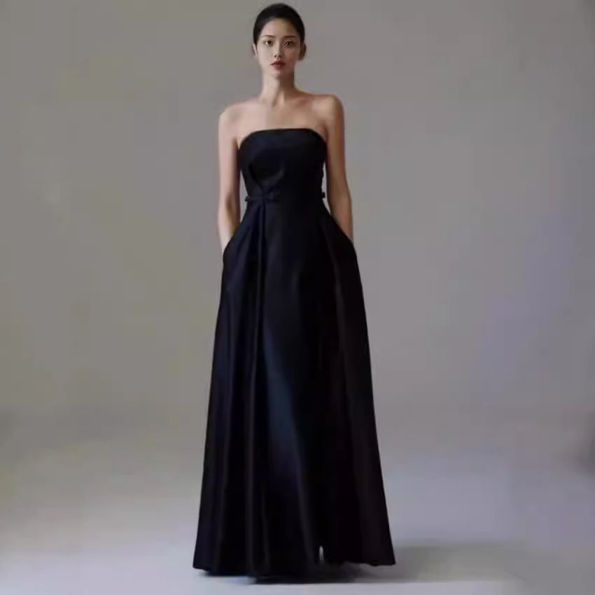 Women's Clothing Evening Gown Hepburn Inspired Unique And Sophisticated Black Party Wear For Banquets Ceremonies Photoshoots And Light Weddings_ecoleips.com