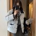 Women's Corduroy Collar Lightweight Puffer Jacket - Oversized Cropped Quilted Coat With Contrast Trim, Vegan Down Alternative For Casual_ecoleips.com
