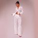 Women's Clothing Hollow Front Open A Row Of Buttons Jacquard Lace Slim Sexy Suit_ecoleips.com