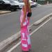 Women's Clothing Fashion Printing Sexy Backless Sleeveless U Neck Sling Slit Long Skirt Dress Female_ecoleips.com