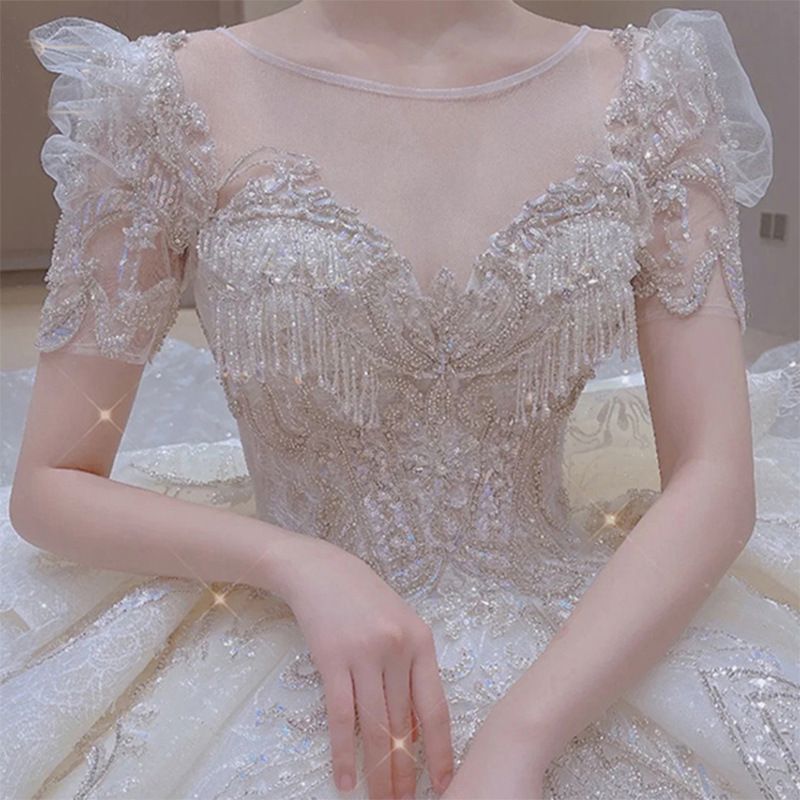 New 2025 Summer French Retro Style Wedding Dress High Quality plus Size with Train for Foreign Trade Arriving Soon_ecoleips.com