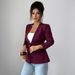 Elegant Women's Button-Up Blazer Jacket - Autumn Winter Office Wear, V-Neck Long Sleeve, Polyester Woven, S/M/L/Xl_ecoleips.com