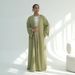 Modest Abaya Dress Elegant Floral Embellished Open Front Cardigan For Women – Versatile Layering Piece For Office, Travel & Special Occasions_ecoleips.com