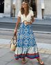 Women's Printed Midi Skirt Loose Patchwork Casual A-Line Summer Skirt Above Knee Length_ecoleips.com