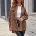 Women's Casual Elegant Shirt Jacket – Drop Shoulder Long Sleeve Single-Breasted Pocket Coat, Solid Color Lightweight Outerwear_ecoleips.com