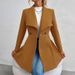 Women’s Slim-Fit Wool Blend Coat – Mid-Length Pea Coat (Single-Button, Wrinkle-Resistant, Beige/Black/Caramel/Red)_ecoleips.com
