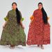 Plus Size Maxi Dress – Batwing Sleeves, Floral Print & Stretchy Chiffon (One-Size Fits Most, Round Neck, Bohemian Loose Fit, Breathable Polyester)_ecoleips.com