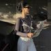 Women's Korean Style Lace Patchwork T-Shirt Spring Low V Neck Bow Detail Slim Fit Sexy Top Alluring Revealing Collarbone_ecoleips.com