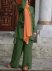2026 Muslim Chiffon New Solid Color Pocket Irregular Fashion Hem Two-Piece Set For Women_ecoleips.com
