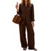 Women's Multi Color Casual Lapel Cardigan Long Sleeve Pants Set New Relaxed Everyday Wear Comfortable Feshion_ecoleips.com
