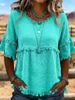 New Women's Casual Loose Fit Shirt Round Neck Pullover Short Sleeve Top Style Fashion_ecoleips.com