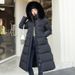 K New Women's Cotton Coat With A Long Over-the-knee Style, A Large Fur Collar, A Slimming Waist Belt, And A Hood. No Bag_ecoleips.com