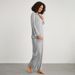 Voya Women's Minimalist Casual Home Suit Set, Solid Color Air-conditioned Suit, Long Pants Two-piece Set For Women_ecoleips.com