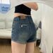 American Retro Style Girl Denim Shorts For Women, Summer Thin High-waisted Versatile Hot Pants With Back Pocket Zipper_ecoleips.com