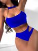 Women's Solid Color Split Bikini Sexy Swimwear Sleeveless Wire-Free Polyester Nylon Bikini Set for Ages 16-45_ecoleips.com