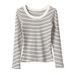 2025 High Quality Pure Cotton T-Shirt Women's Long Sleeved Striped Base Shirt 2025 Autumn New Round Neck Slim Fit Versatile_ecoleips.com