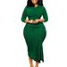 Women's Clothing High Neck Three Quarter Sleeve Elegant Semi-High Neck Slim Fit Pencil Dress With 3/4 Sleeves | Flattering Bodycon Midi Dress_ecoleips.com