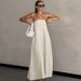 Women's Clothing Summer New Holiday Style Dress Khaki Cotton And Linen Tube Top Backless Long Dress Female_ecoleips.com