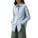 Women's Clothing Women's Plaid Shirt Top Lazy Style Spring Trend Long Sleeve For Formal & Casual For Women_ecoleips.com