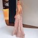 2026 Summer Hot New Women's Fashion Spaghetti Strap Floral Sexy Backless Split Tie Dress Wholesale_ecoleips.com