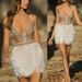 Women's Clothing Sling V Neck Feather Dress Sexy Women's Banquet Evening Dress_ecoleips.com