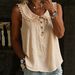 Women's Sleeveless Shirt Summer Fashion Design Loose Solid Color Button Lace Collar American Style Clothing_ecoleips.com