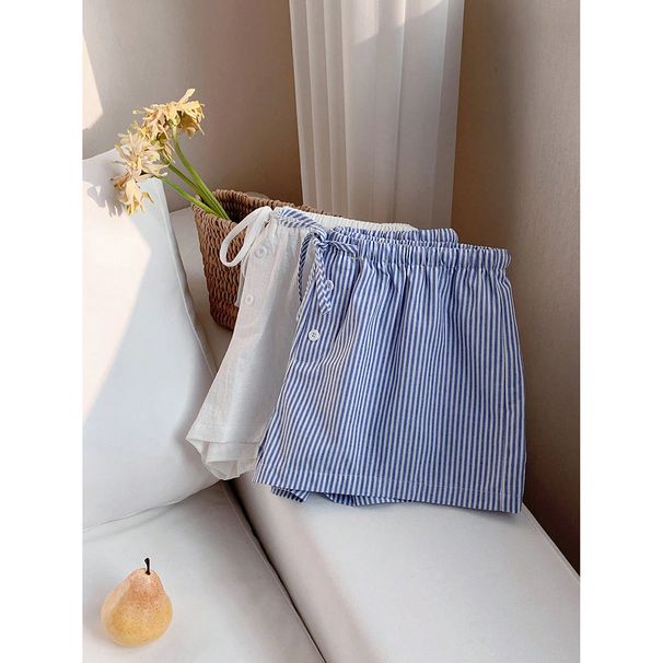 Women's Casual Drawstring Shorts, Solid Color & Striped Summer Shorts, Elastic Waist Comfort Fit For Outdoor Lounge Travel_ecoleips.com