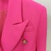 Women's Clothing Celebrity Fashion Metal Lion Head Button Double Breasted Slim Suit Jacket Fluorescent Pink_ecoleips.com