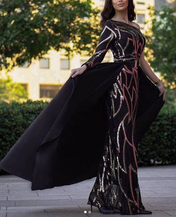 Women Red Sequin Solid Color Mid Waist Spaghetti Strap Long Evening Dress Formal Host Party Prom Dinner Gown For Commuting_ecoleips.com