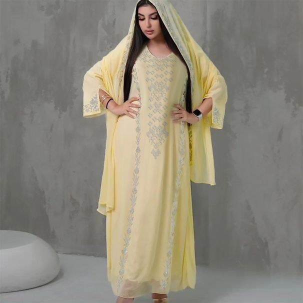 Women's Clothing Middle East New Robe Hot Diamond Style Home Outing Dress_ecoleips.com