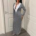 "Elegant Houndstooth Patchwork Dress For Women - Slim Fit Long Sleeve Dress With Puff Sleeves, Autumn & Winter Fashion"_ecoleips.com