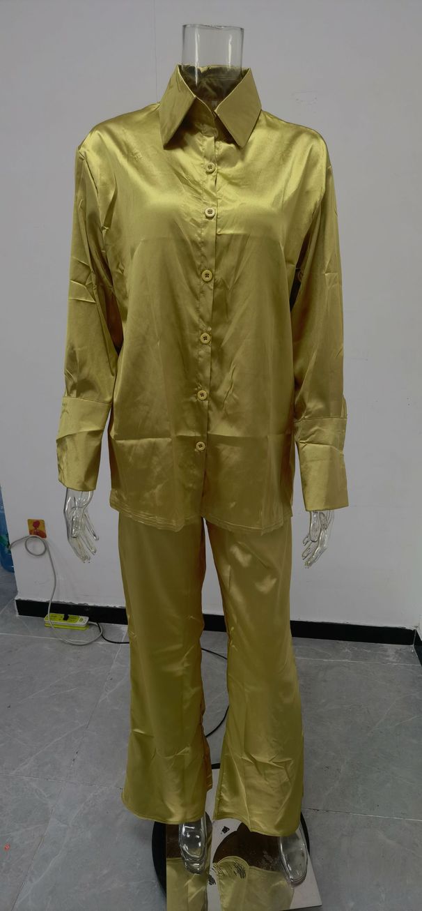 2025 New Fashion Plus Size Women's Satin Loose Casual Two-Piece Set_ecoleips.com