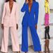 Women's fashion long sleeve suit straight trouser suit_ecoleips.com